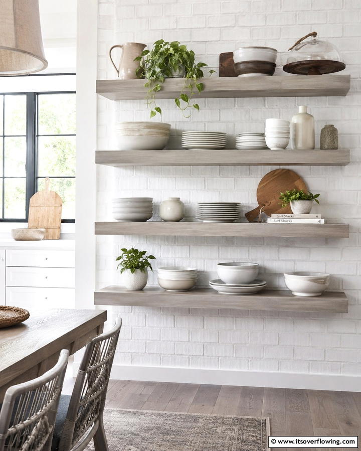 Open Shelving with Gray Tones - 25 Gray and Black Kitchen Ideas for a Modern Look