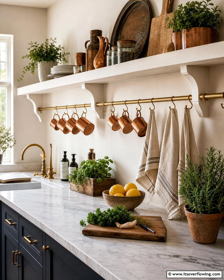 Open Shelving with Hooks for Hanging Items - 25 Open Shelving Kitchen Ideas for a Modern Look