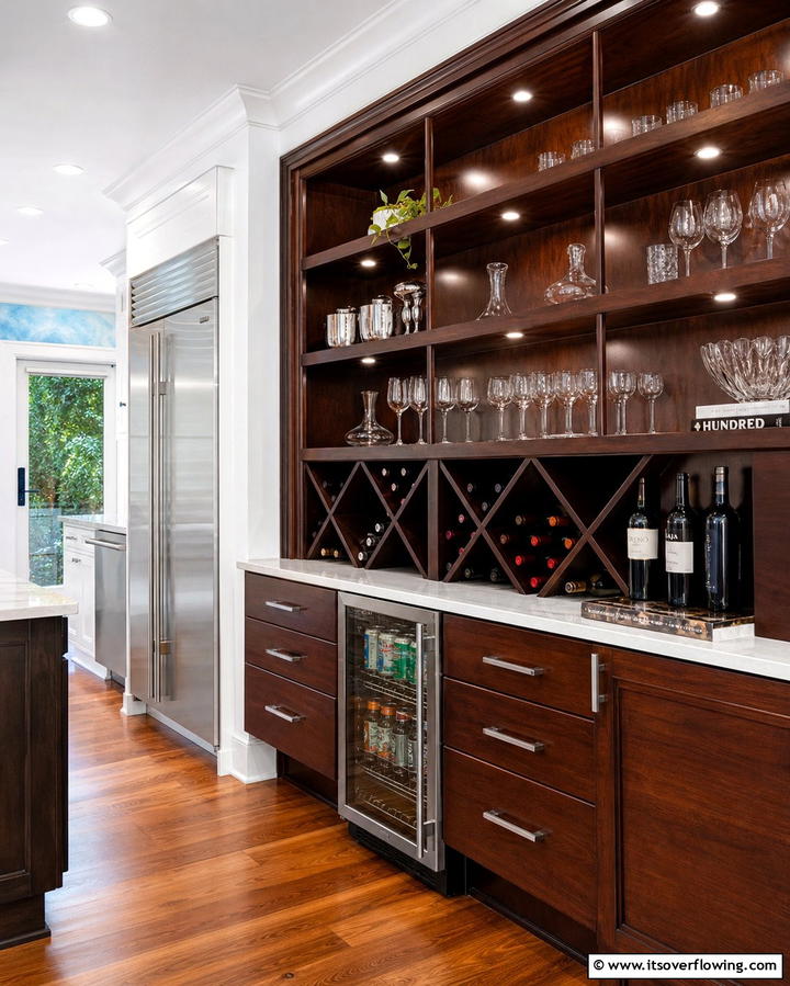Open Shelving with Integrated Wine Racks - 25 Open Shelving Kitchen Ideas for a Modern Look