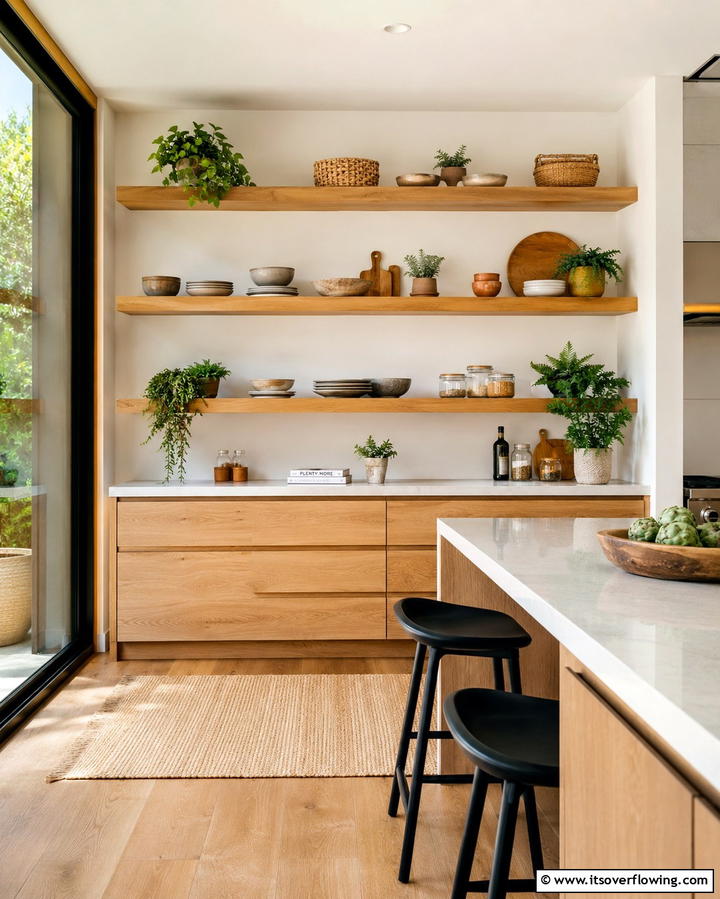 Open Shelving with Natural Elements - 25 Organic Modern Interior Design Ideas for Your Home