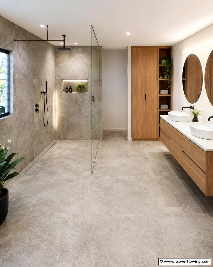 Open Shower Design for Spaciousness - 25 Rustic Walk-in Shower Ideas for a Spa-Like Bathroom