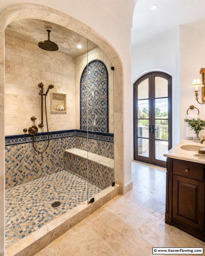 Open Shower Designs - 20 Mediterranean Bathroom Ideas for a Relaxing Retreat