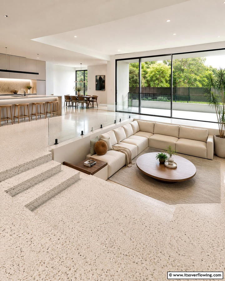 Open Space Transition - 25 Sunken Living Room Ideas for a Modern and Cozy Space