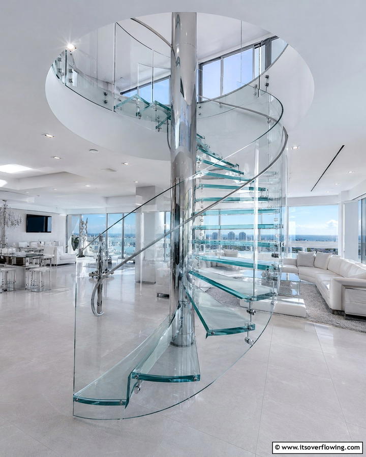 Open Spiral Staircases with Glass - 30 Open Staircase Ideas to Elevate Your Home Organization