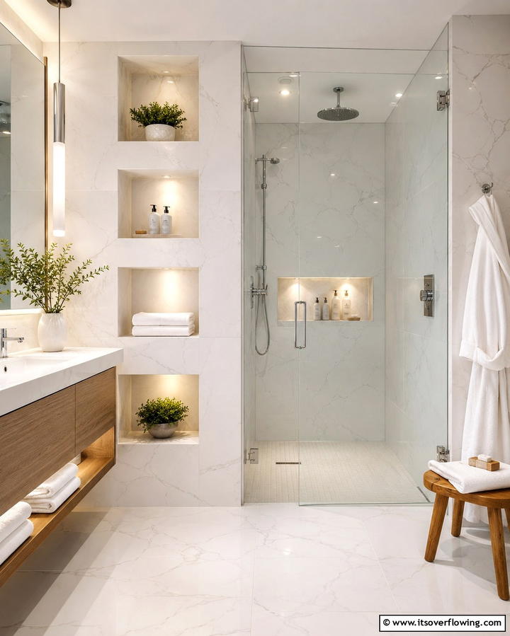 Open Storage Niches in Bathrooms - 20 Wall Niche Ideas to Display Art and Decor Creatively