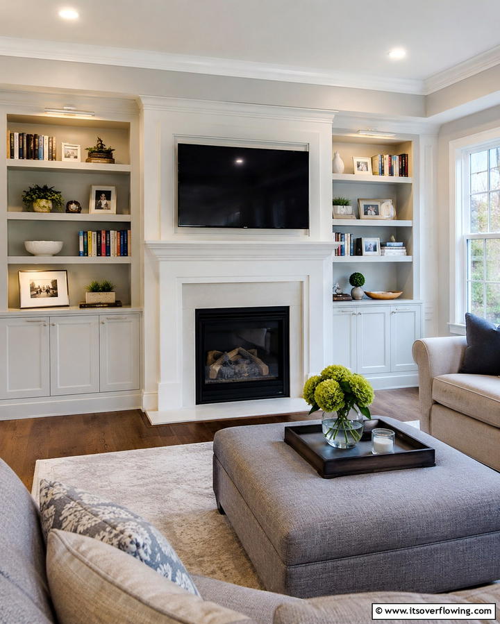 Open and Closed Storage Combination - 30 Fireplace with Bookshelves Ideas for Cozy Literary Nooks