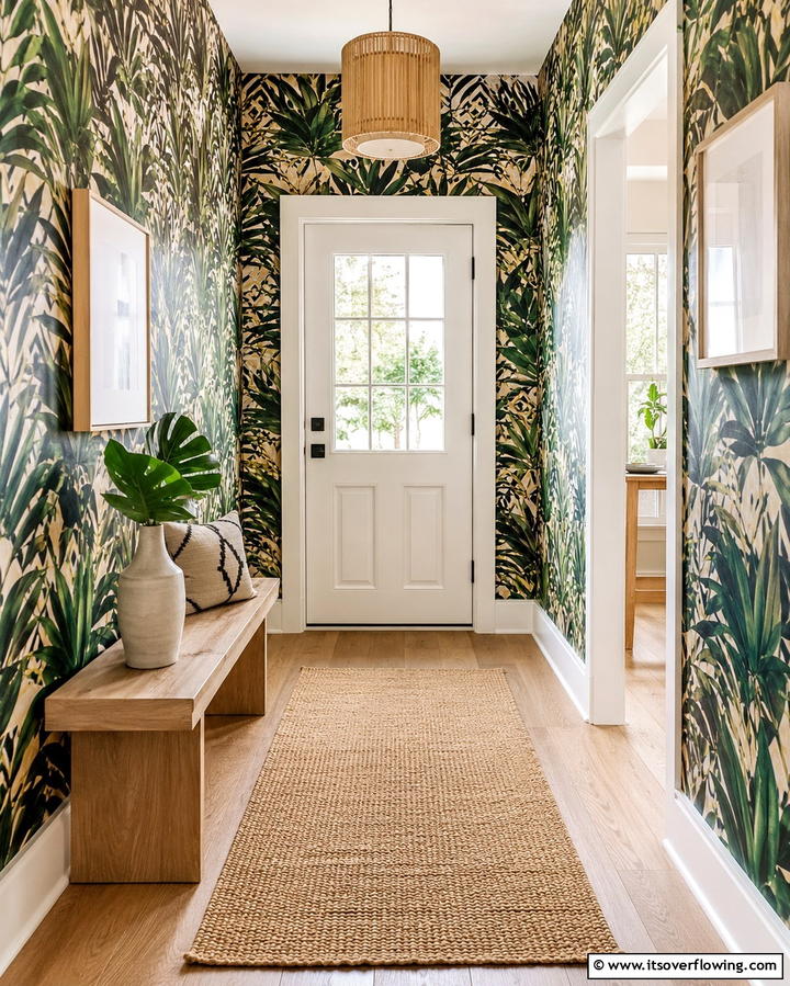 Opt for Bold Wallpaper - 30 Bohemian Hallway Decor Ideas for a Welcoming Entryway