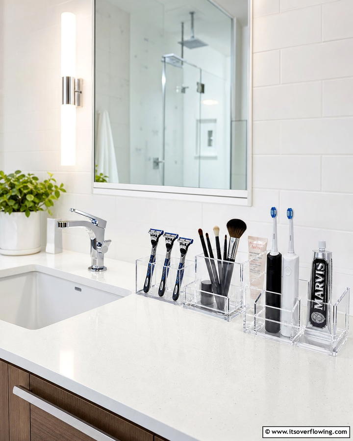 Opt for Clear Acrylic Organizers - 25 Bathroom Counter Organization Ideas for a Clutter-Free Space