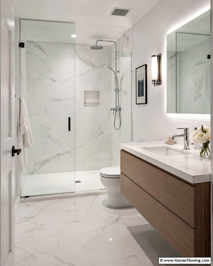 Opt for Frameless Glass Shower Doors - 25 Apartment Bathroom Ideas to Maximize Small Spaces