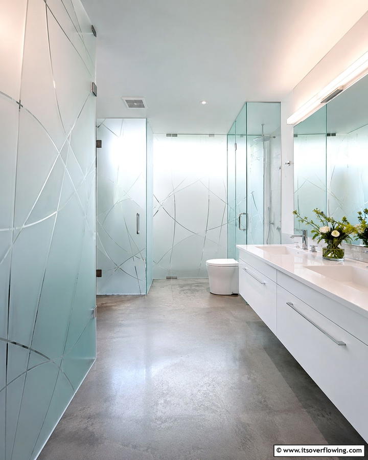 Opt for Frosted Glass Panels - 20 Windowless Bathroom Ideas to Brighten Up Your Space