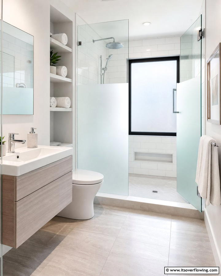 Opt for Frosted Glass for Privacy - 25 Apartment Bathroom Ideas to Maximize Small Spaces