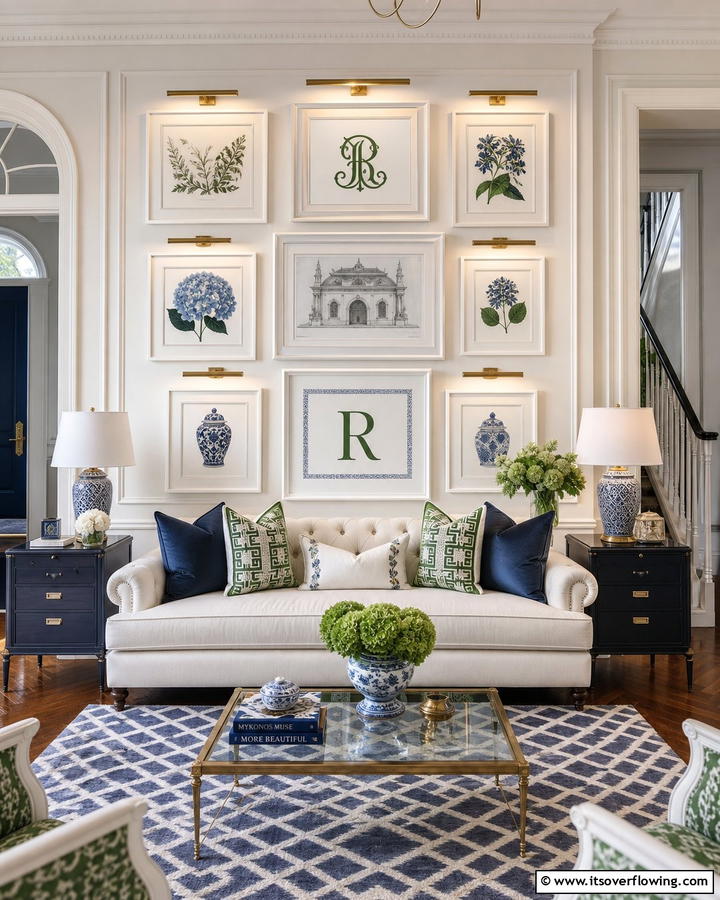 Opt for Gallery Walls - 20 Preppy Living Room Ideas for a Chic Space