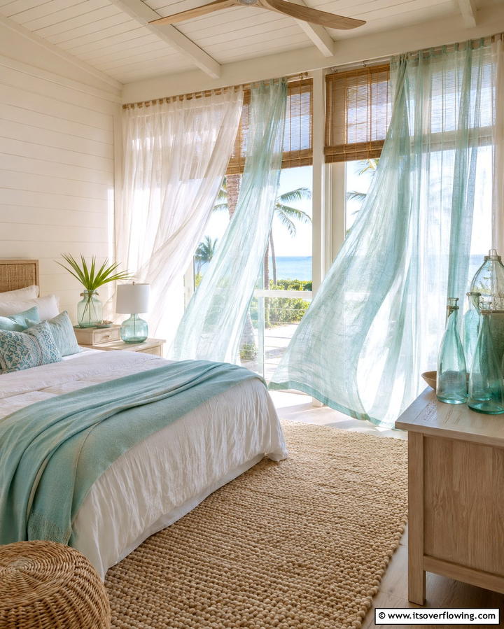 Opt for Light and Breezy Curtains - 25 Tropical Bedroom Ideas for a Relaxing Retreat