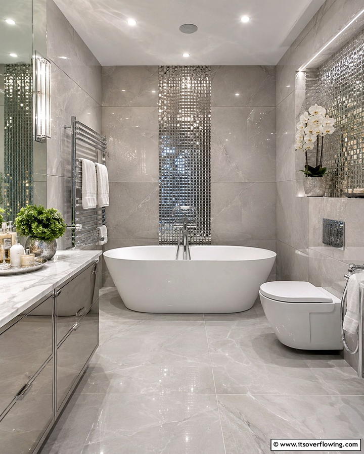 Opt for Reflective Surfaces - 20 Windowless Bathroom Ideas to Brighten Up Your Space