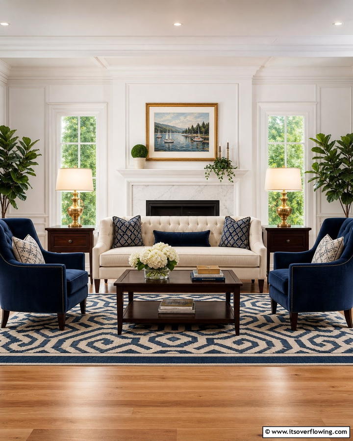 Opt for Symmetrical Layouts - 20 Preppy Living Room Ideas for a Chic Space