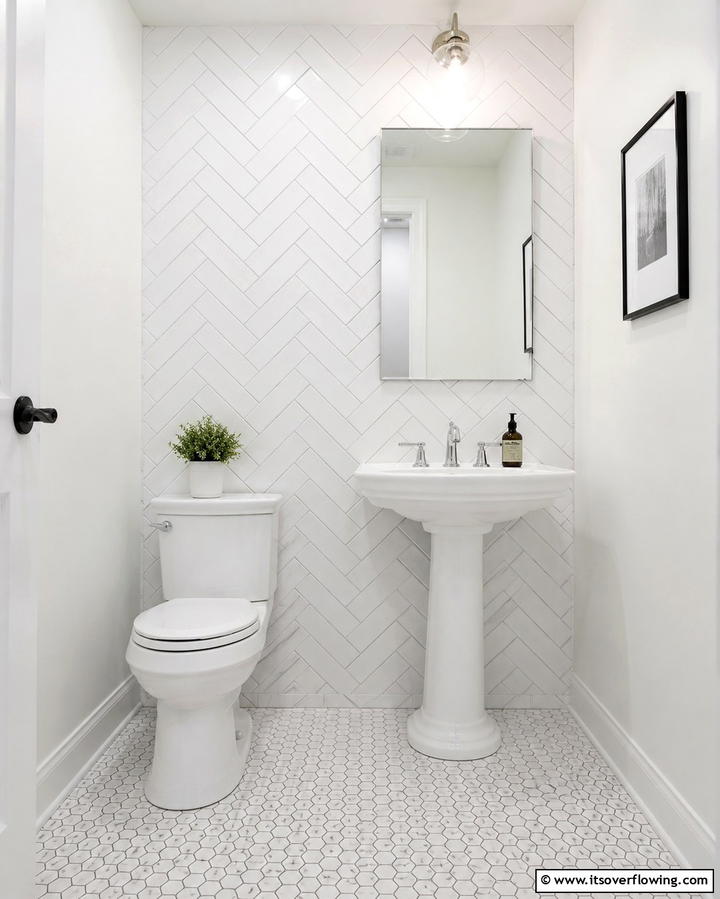 Opt for White Subway Tiles - 30 Small White Bathroom Ideas to Brighten Compact Spaces