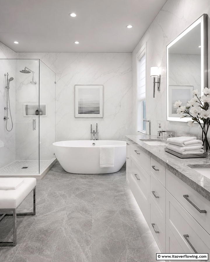 Opt for a Monochromatic Palette - 25 Elegant Bathroom Decor Ideas for a Luxurious Feel