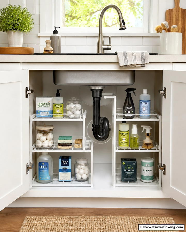 Opt for a Tiered Shelf Organizer - 20 Kitchen Sink Organization Ideas to Maximize Space