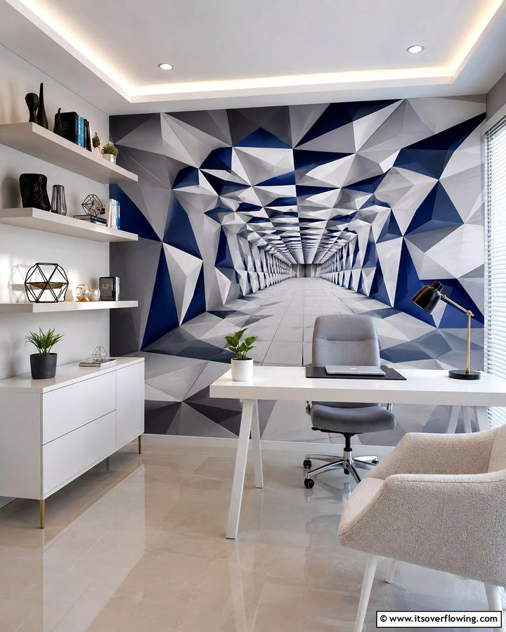Optical Illusion Effects - 30 Office Wallpaper Ideas for a Productive Workspace