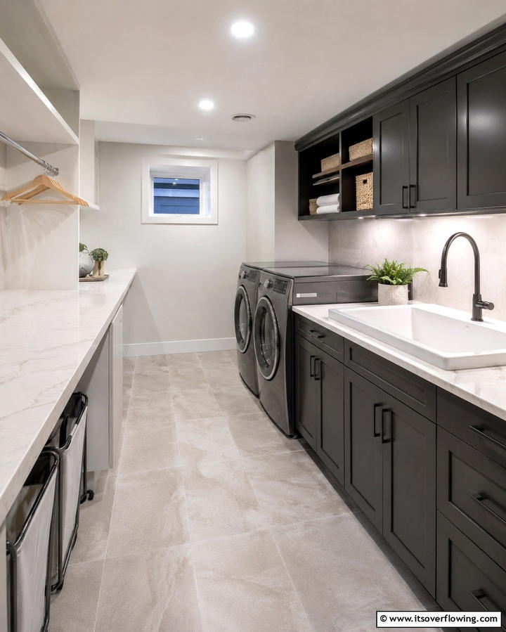 Optimized Workflow with Utility Sink - 30 Basement Laundry Room Ideas for Functional Utility Spaces