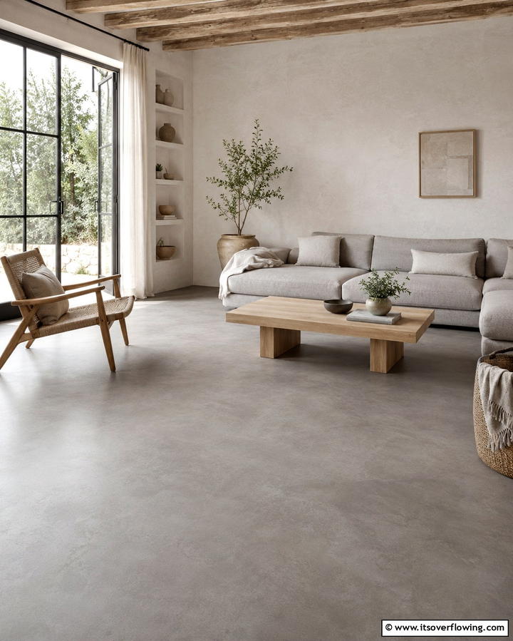 Opting for Matte Finishes for Subtle Elegance - 25 Rustic Concrete Floor Living Room Ideas for Style
