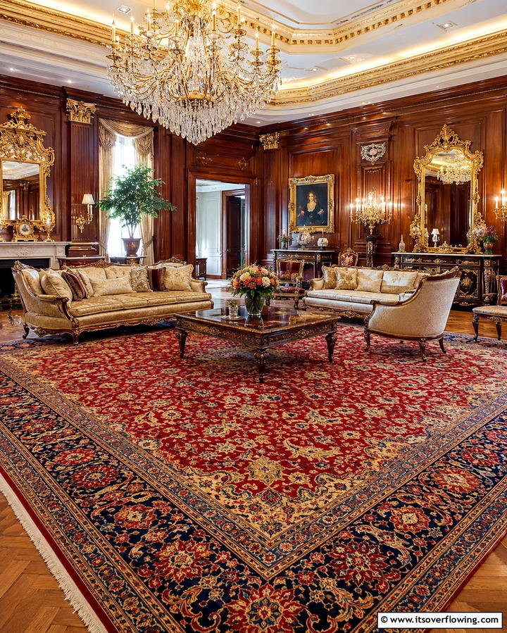 Opulent Area Rugs to Anchor the Space - 25 Mansion Living Room Ideas for Luxurious Spaces