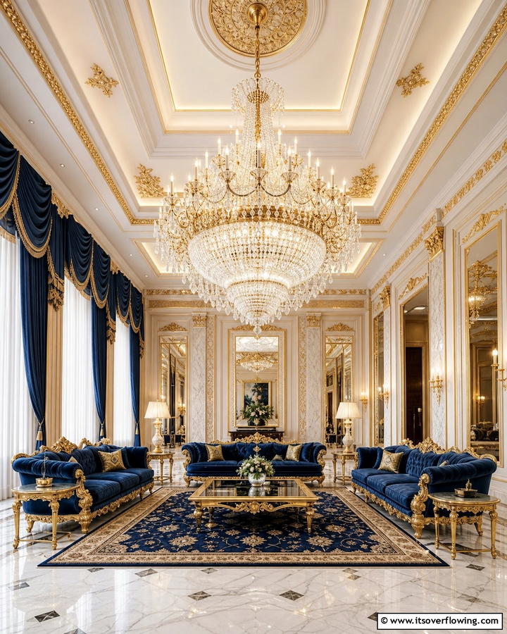 Opulent Crystal Chandelier - 20 Royal Living Room Design Ideas for an Elegant Space