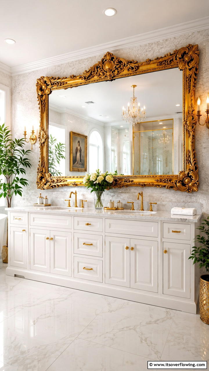 Opulent Gold Mirrors - 30 Gold Bathroom Ideas for Luxurious, Modern Spaces
