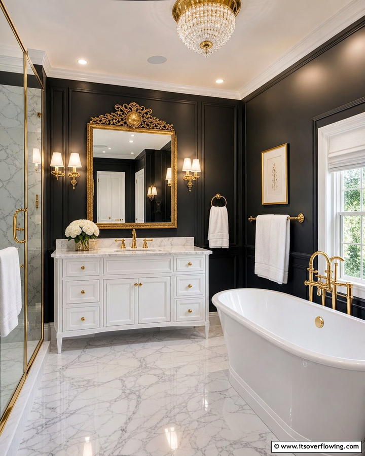 Opulent Gold Touch - 21 Bathroom Color Ideas to Refresh Your Space with Vibrant Hues