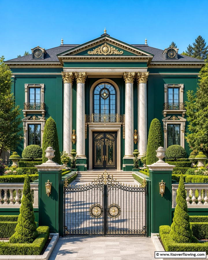 Opulent Viridian Exterior - 21 Dark Green Exterior Paint Color Schemes for Modern Homes