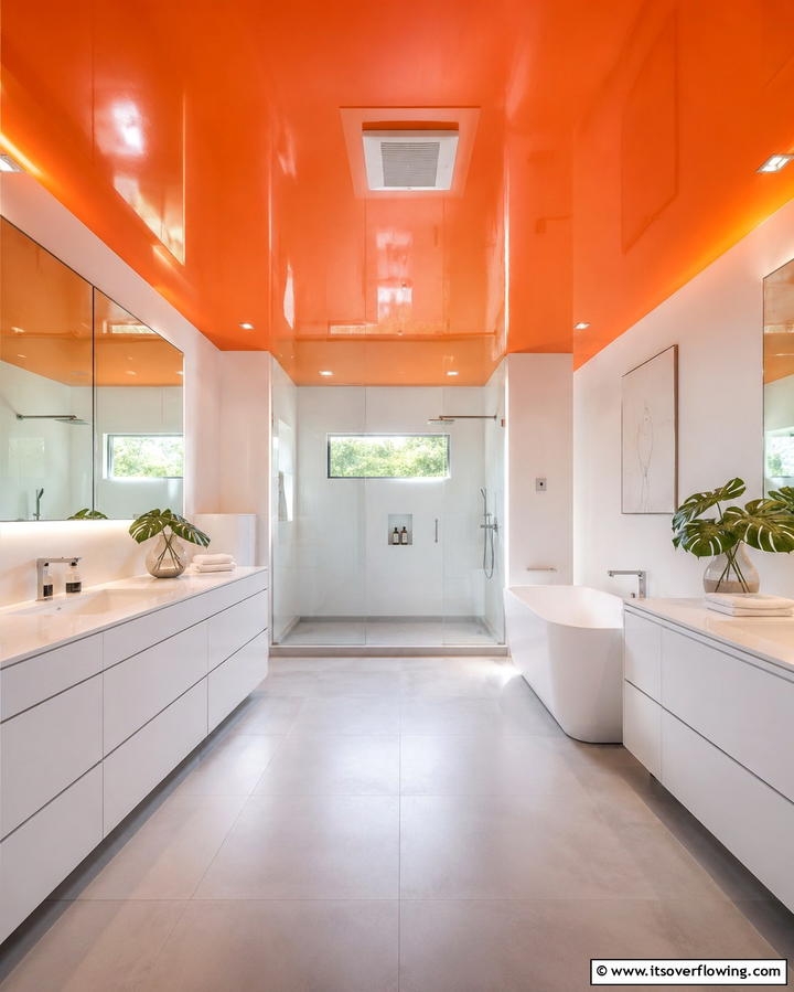 Orange Ceiling - 25 Orange Bathroom Ideas for a Vibrant Space