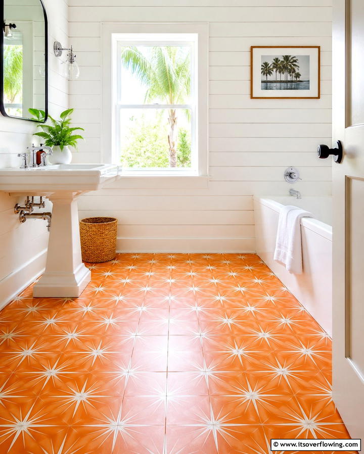 Orange Floor Tiles - 25 Orange Bathroom Ideas for a Vibrant Space