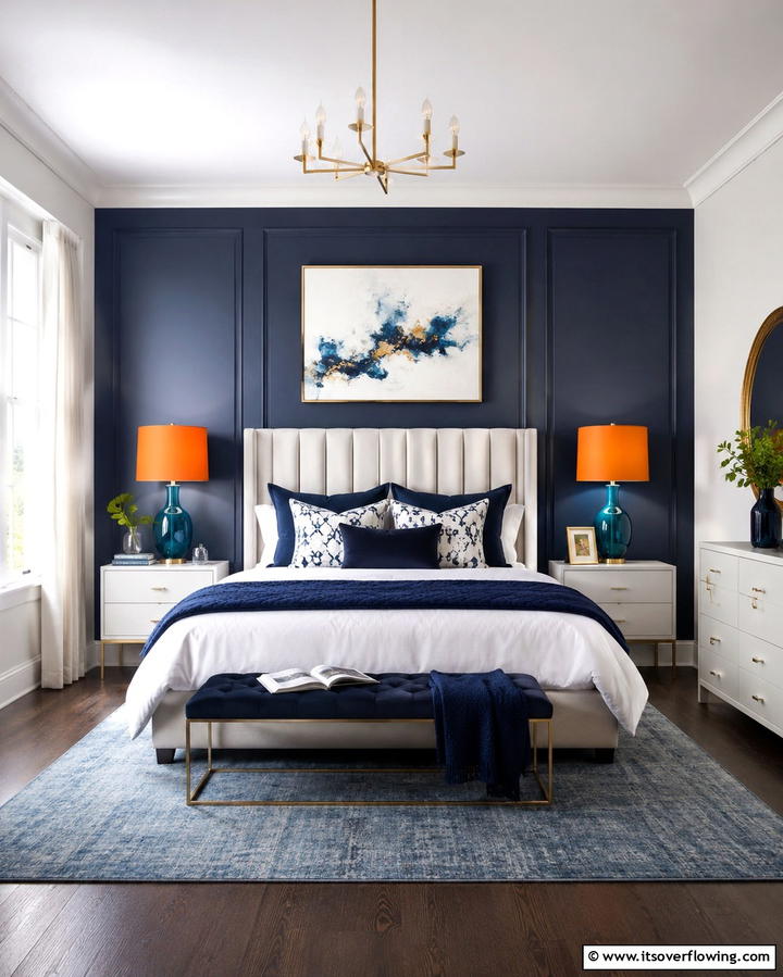 Orange Lampshades with Teal Bases - 25 Teal and Orange Bedroom Ideas for a Vibrant Retreat