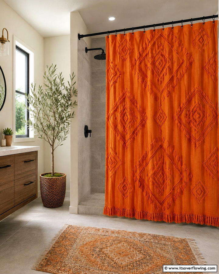 Orange Shower Curtain - 25 Orange Bathroom Ideas for a Vibrant Space