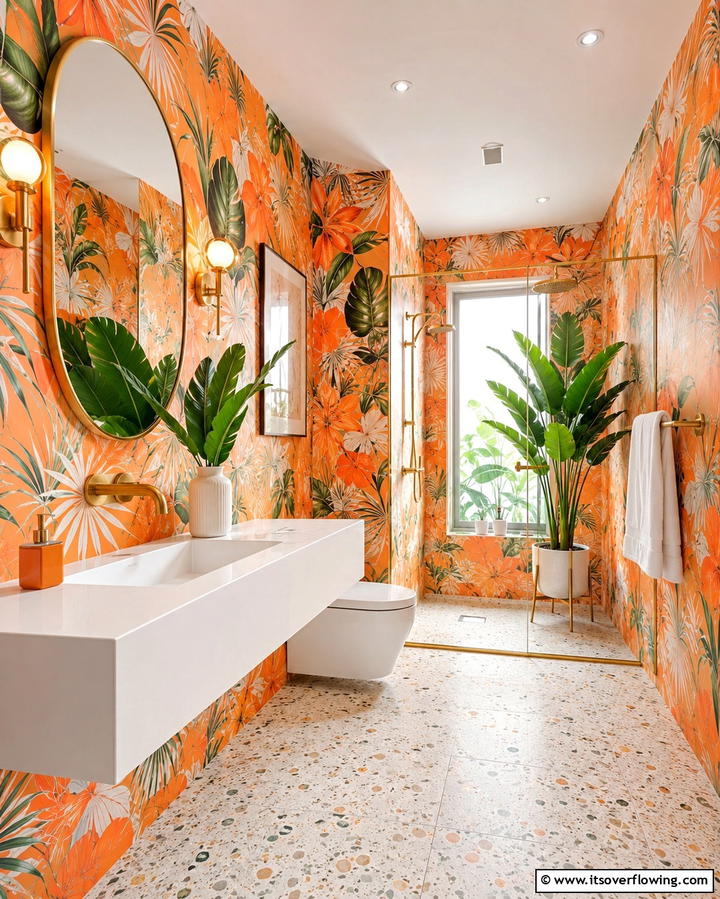 Orange Wallpaper - 25 Orange Bathroom Ideas for a Vibrant Space