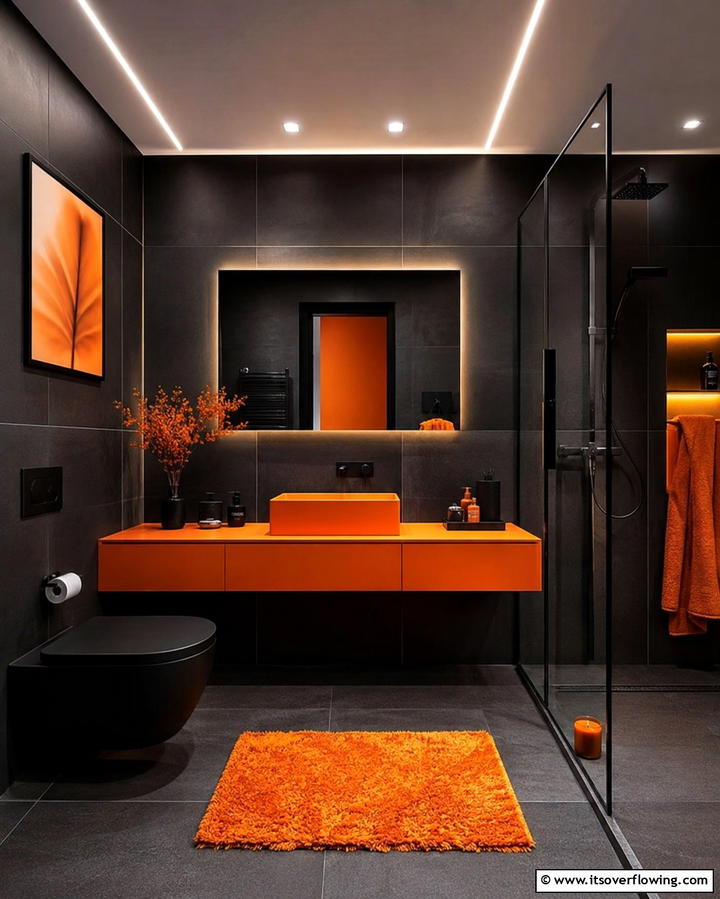 Orange and Black Theme - 25 Orange Bathroom Ideas for a Vibrant Space