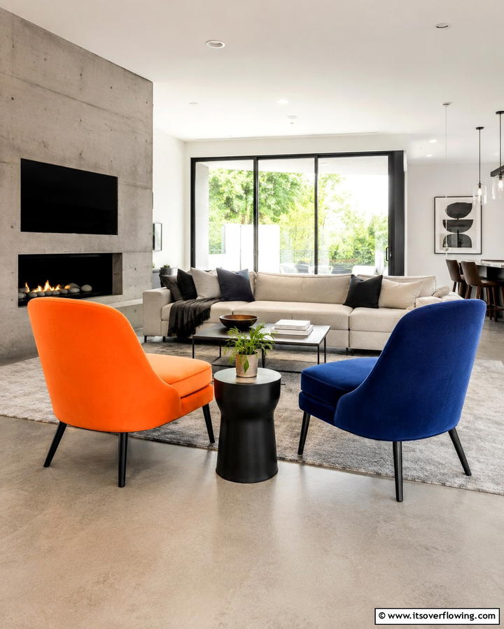 Orange and Blue Accent Chairs - 25 Orange and Blue Living Room Ideas for a Bold Look