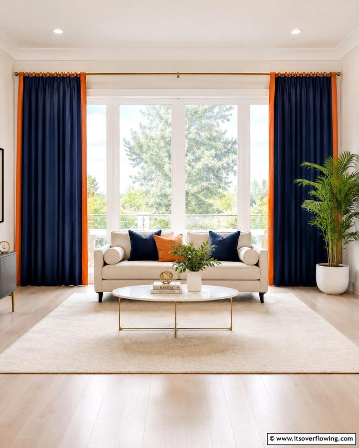 Orange and Blue Curtains - 25 Orange and Blue Living Room Ideas for a Bold Look