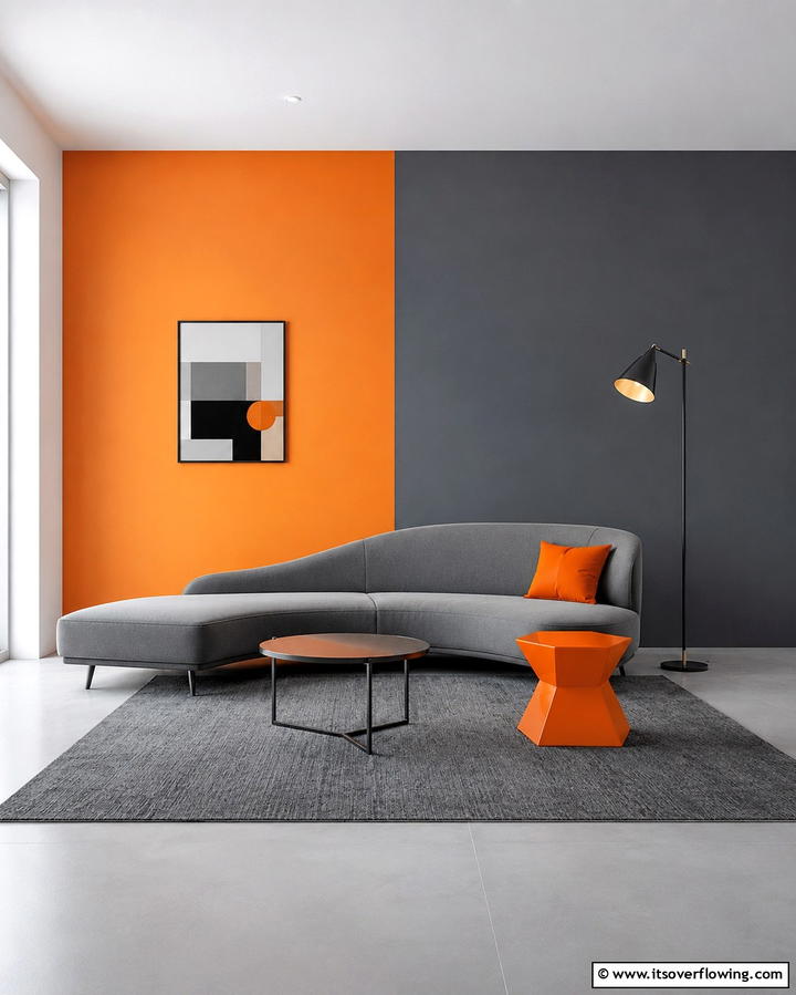 Orange and Grey Color Blocking - 25 Orange and Grey Living Room Ideas for a Modern Look
