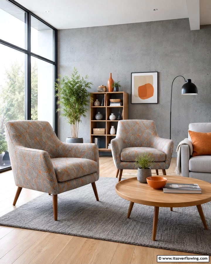 Orange and Grey Striped Rugs - 25 Orange and Grey Living Room Ideas for a Modern Look