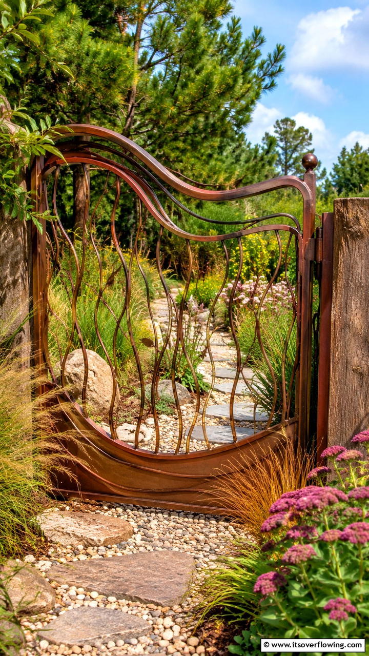 Organic Curvilinear Form - 30 Garden Gate Ideas- Charming Entrances & DIY Projects