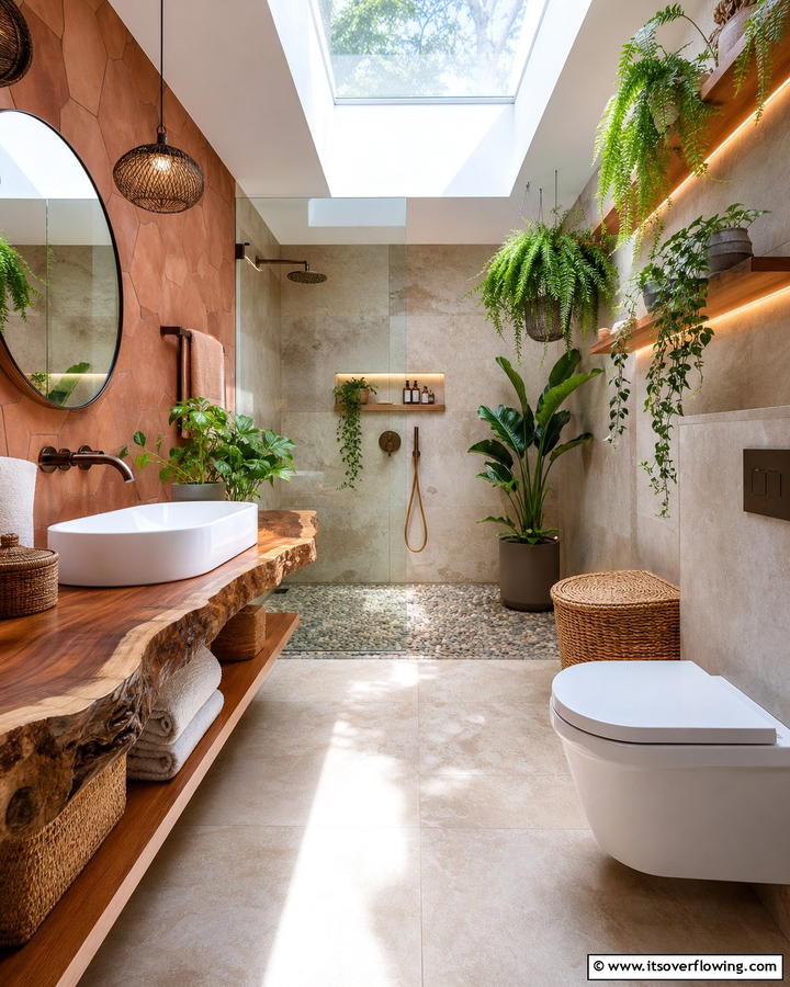 Organic Elements Integration - 21 Modern Bathroom Decor Ideas for a Sleek Sanctuary