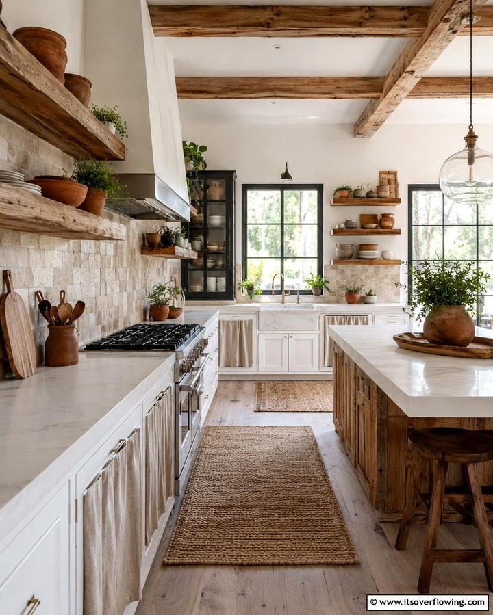 Organic Farmhouse Textures - 30 Rustic White Kitchen Ideas for Timeless Farmhouse Style