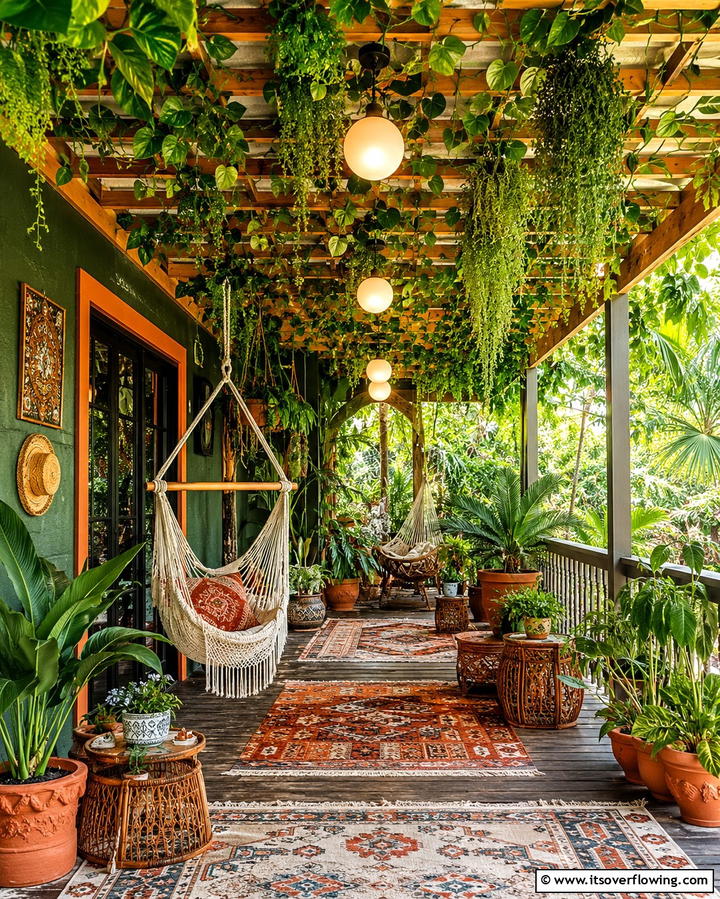 Organic Greenery Accents - 30 Porch Ceiling Ideas to Refresh Your Outdoor Entryway