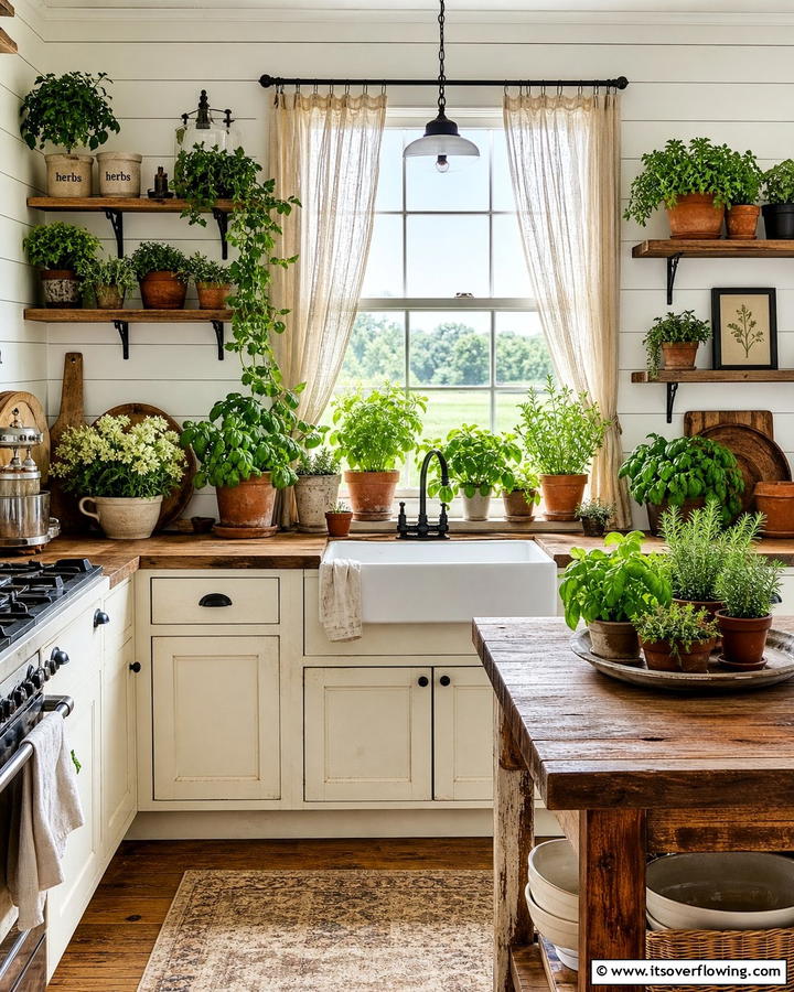 Organic Herb Garden - 21 Rustic Kitchen Concepts for Warm Farmhouse-Inspired Designs
