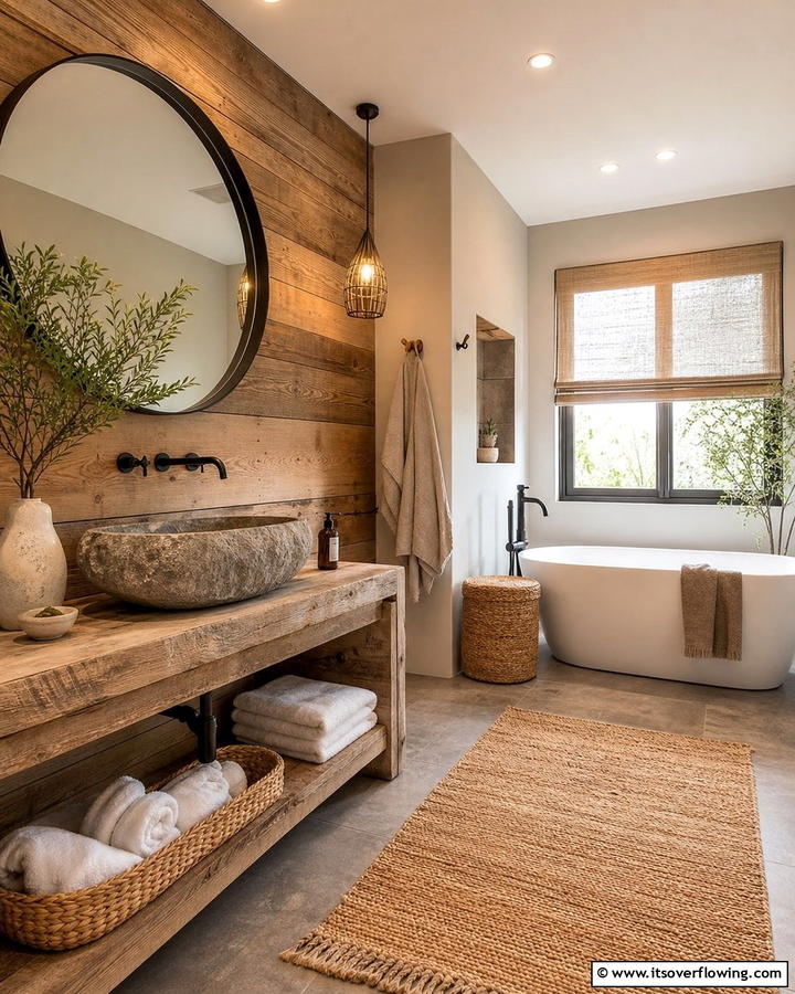 Organic Materials for a Pure Look - 30 Serene Spa Decor Ideas for a Relaxing Bathroom Retreat
