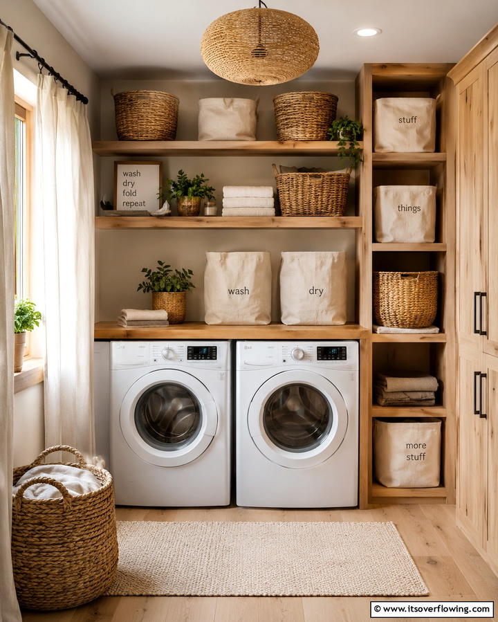 Organic Natural Textiles - 30 Rustic Laundry Room Ideas for Functional Farmhouse Style