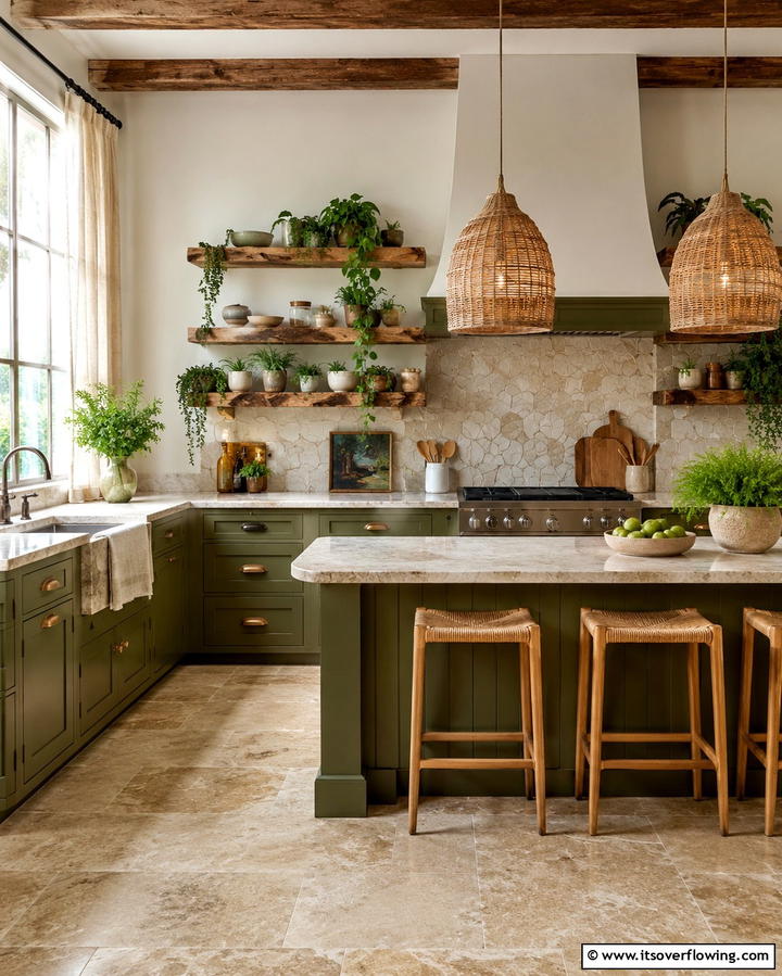 Organic Olive Green Elements - 30 Olive Green Kitchen Designs for a Warm Cooking Space