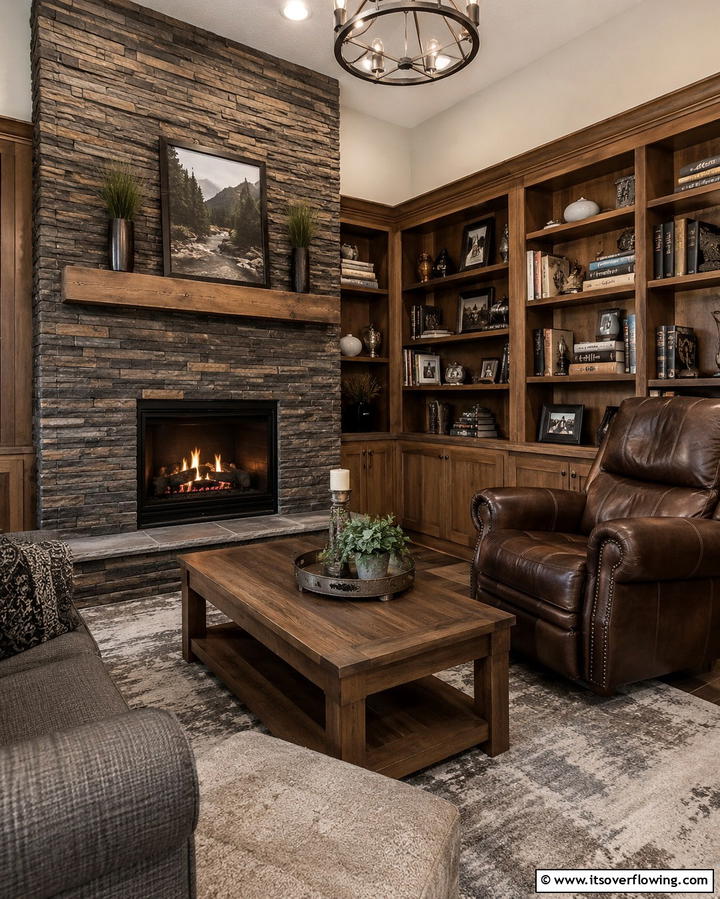 Organic Simplicity with Slate Ledger Panels - 25 Floor-to-Ceiling Stone Fireplace Ideas for Cozy Homes