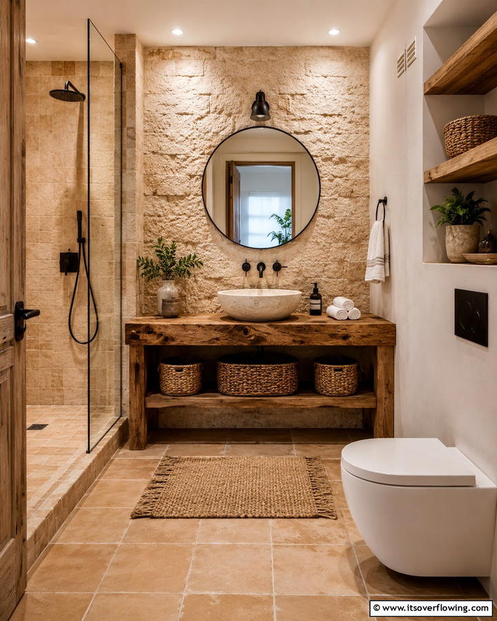 Organic Texture Integration - 30 Beige Bathroom Ideas for Timeless and Serene Design Schemes